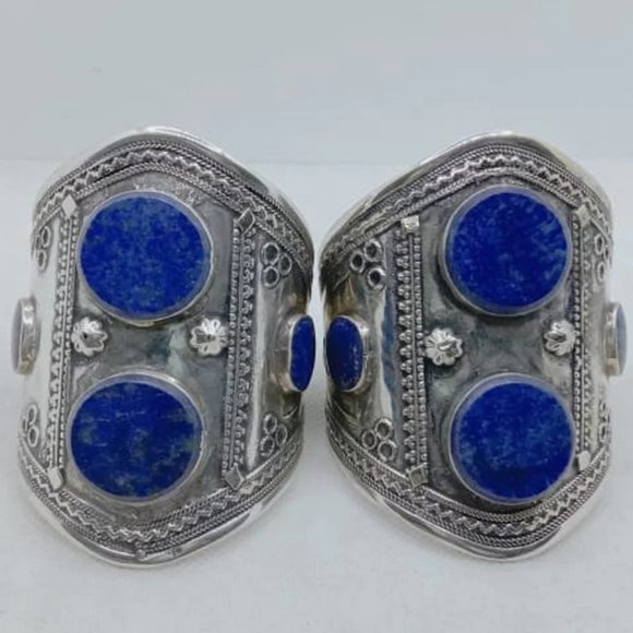 Single Double Stone Afghan Kuchi Bracelet, Big Bracelet With Stones, Ethnic Cuff - Picture 2 of 6